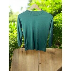 Lot of 2 VKM Youth Large Long Sleeve Shirts 100% Polyester Teal & Green